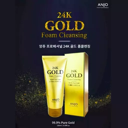 فوم شوینده طلای انجو ضدچروک و روشن کننده حجم 100 میل ANJO 24K Gold Foam Cleansing