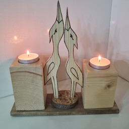 جا شمعی چوبی مدل درنا
