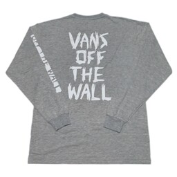 تیشرت آستین بلند مردانه طوسی سفید ونس vans 