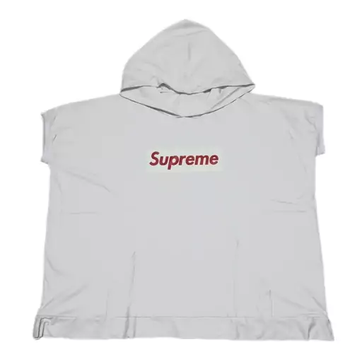 تیشرت مردانه کلاه دار خفاشی سفید سوپریم supreme