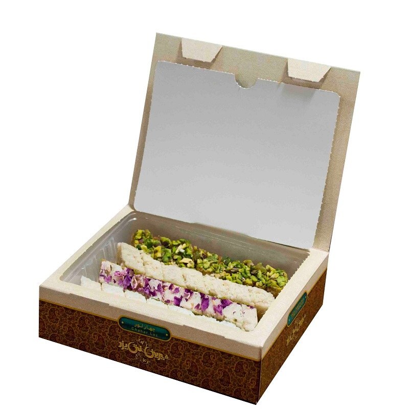چهارلوز طرح جعبه کادوئی با لوز گل محمدی  250 گرمی