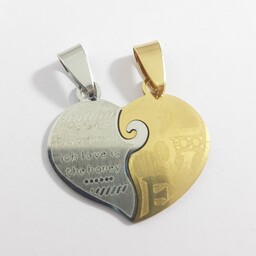 پلاک(مدال) سِت استیل طرح قلب رنگ ثابت طلایی و نقره ای