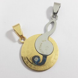 پلاک(مدال) سِت استیل طرح کلید سُل طلایی نقره ای رنگ ثابت