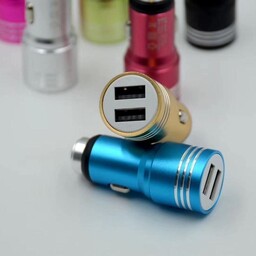 کله شارژر فلزی فندکی دارای 2 پرت USB  کیفیت خوب و اصلی   