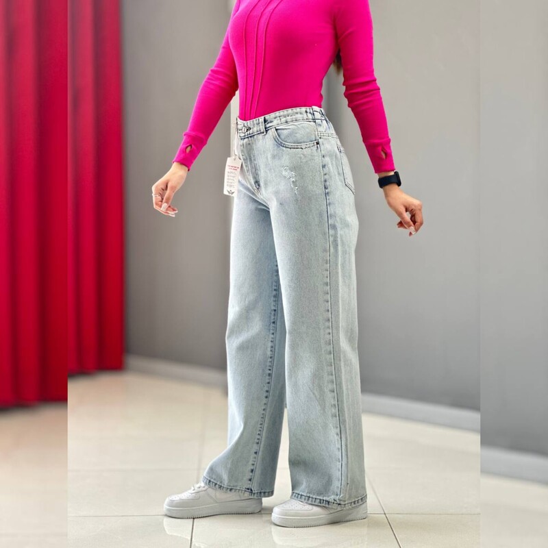 شلوار جین بگ آبی یخی شلوار جین زنانه بگ سایز 38 تا 46