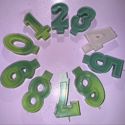 شمع اعداد تولد بسته بندی 10 تایی (آماده ی سفارش برای اعداد و رنگ دلخواه شما