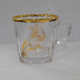 فنجان کار گل لاله طلایی