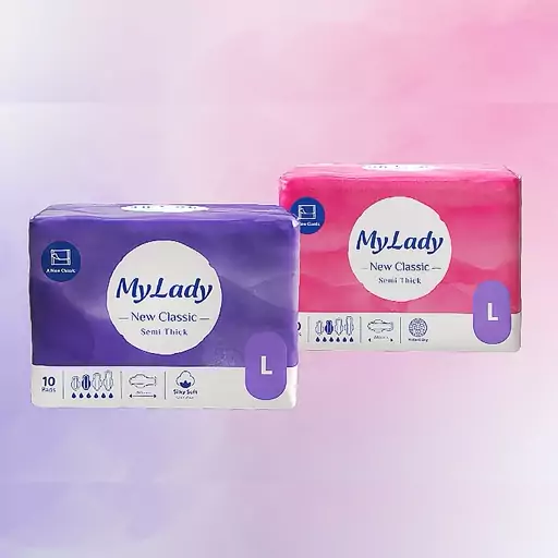 نوار بهداشتی بالدار ضخیم کتان MyLady مای لیدی مدل New Classic بزرگ - بسته 10 عددی