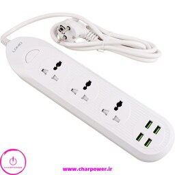 چند راهی، محافظ برق و شارژر USB الدینیو LDNIO مدل SC-16 توان 2500 وات