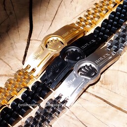 دستبند رولکس حک خورده مردانه پلاک دار استیل درجه یک فوق العاده با کیفیت 