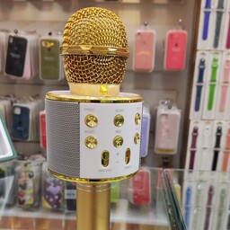 اسپیکر بلوتوثی مدل میکروفون رنگ طلایی