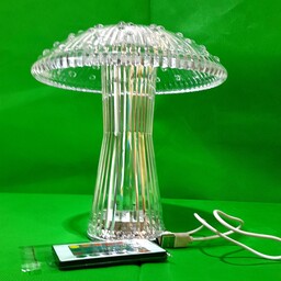 اباژور چراغ خواب کریستالی usb خور شارژی ریموت دار  طرح قارچی با15 طیف نوری 