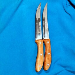 چاقو استیل 3 میخ دسته چوبی 26 سانتی  میوه خوری مدل5004