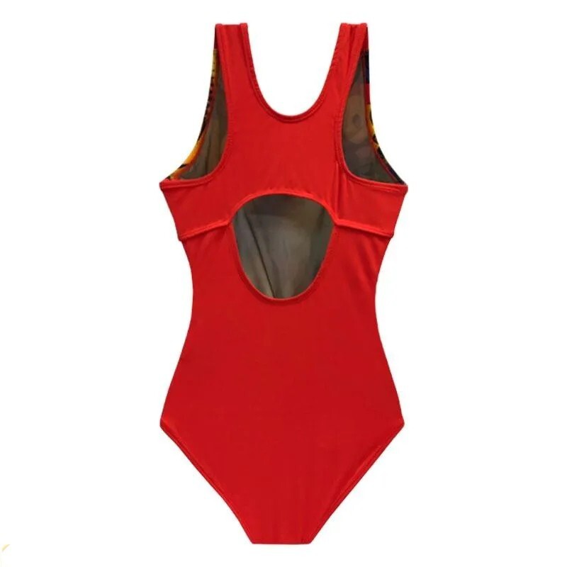 مایو شنا دخترانه یک تکه اسلیپ طرح اسپیدو MSR ( سایز 5 - 4 سال )