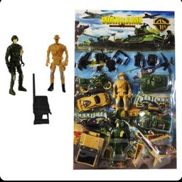 مجموعه اسباب بازی جنگی جیپ ارتشی و هواپیما و تانک و سرباز همراه لوازم