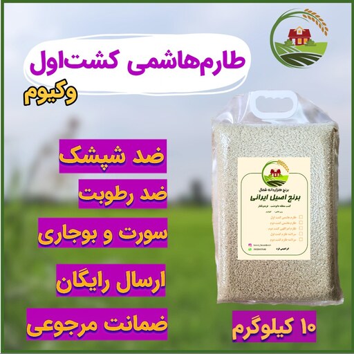 برنج طارم هاشمی فریدونکنار - بسته بندی وکیوم شده - 10 کیلویی - ارسال رایگان باربری - ضمانت مرجوعی بی قید و شرط