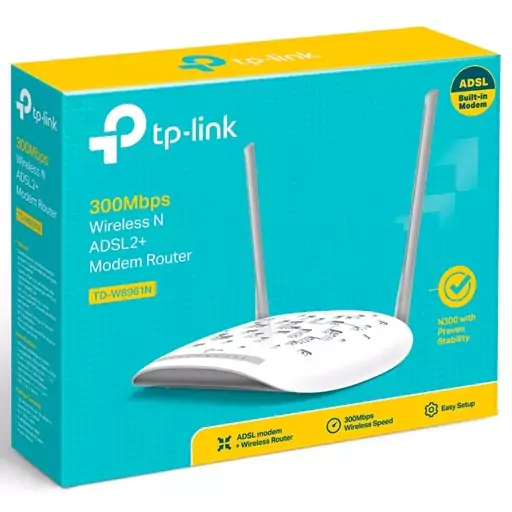 مودم روتر 2 آنتن TP-Link W8961N    ADSL 300Mbps گارانتی 3 ساله