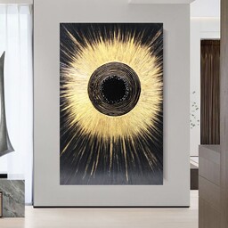 تابلو دکوراتیو برجسته ی خورشید،کار شده با رزین و ورق طلای مایع