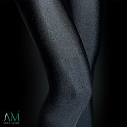 جوراب شلواری زنانه پارچه ای براق  اَبرا مُد رنگ مشکی (نگین مشکی)