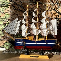 کشتی بادبانی دکوری چوبی از برند معروف کانفکشن سایز 20 سانت