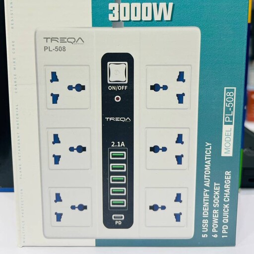 سه راهی برق پورت USB شارژ، TREQA PL-508 کیفیت عالی 