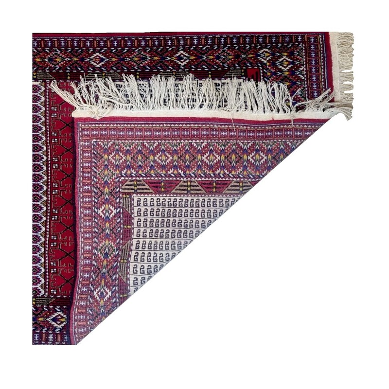قالیچه دستباف ترکمن 2 متری طرح نقشه ظریف بافت 