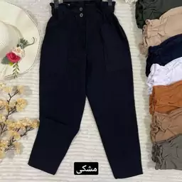 شلوار کتان کش زنانه مدل بیزون