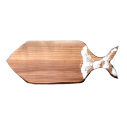 تخته سرو دستساز چوب گردو و رزین طرح  ماهی 