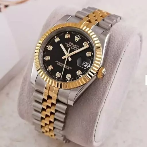 ساعت مچی ست مردانه کامل رولکس rolex استیل همراه دستبند ، گردنبند و حلقه