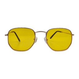 عینک آفتابی دیتیا زرد مدل چند ضلعی زنانه و مردانه 