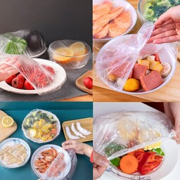 درپوش کشی ظروف بسته 100 عددی، 100 عدد درپوش کشی پلاستیکی یکبار مصرف جنس خارجی ، مناسب برای انواع ظروف آشپزخانه