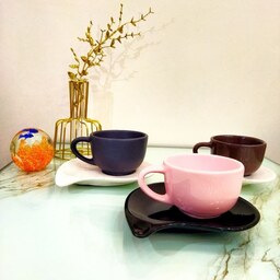 قهوه خوری ، شات،  فنجان  ،چای خوری جنس سرامیک درجه یک همراه با نعلبکی در 3 رنگ (1 عدد)