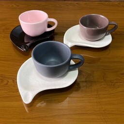 قهوه خوری ، شات،  فنجان  ،چای خوری جنس سرامیک درجه یک همراه با نعلبکی در 3 رنگ (2 عددی)
