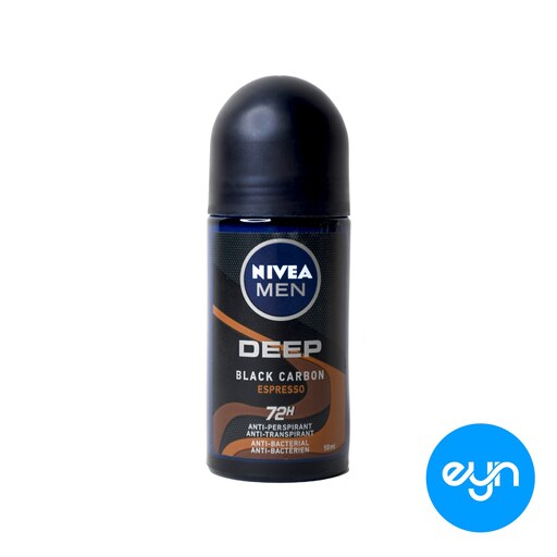 مام نیوا رول ضد تعریق مدل بلک کربن اسپرسو Nivea Roll on deep black carbon espresso حجم 50 میل دو لیبل آلمانی