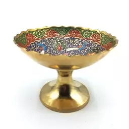 آجیل خوری برنجی هندی پایه دار مدل طاووس قطر 14cm کد 1001