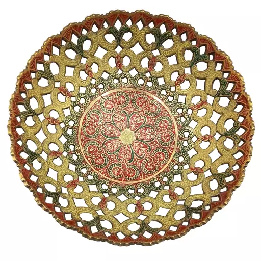 میوه خوری برنجی هندی مدل مشبک قطر 30cm کد 1027