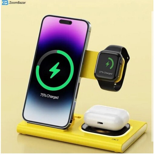 شارژر بی سیم موکسوم مدل MXST11 3in1 وایرلس 3 کاره Wireless charger مناسب ایرپاد گوشی اپل و ساعت هوشمند بیسیم