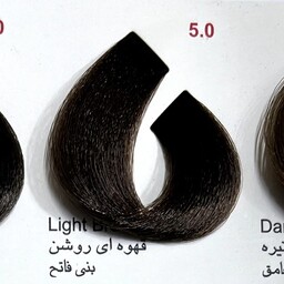 رنگ قهوه ای روشن 5.0 ،رنگ مو کم آمونیاک پیلون و یک عدد اکسیدان