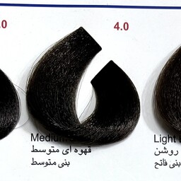 رنگ قهوه ای متوسط 4.0 ،رنگ مو کم آمونیاک پیلون و یک عدد اکسیدان