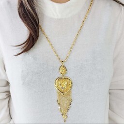 گردنبند قلب مجلسی آویز دار طرح طلا با زنجیر استیل 60 سانتی  کد 14740