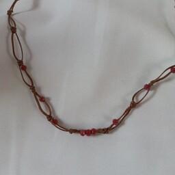 گرنبند گردن آویز با ست دستبند زیبا و ظریف با کریستال های قرمز آتشی