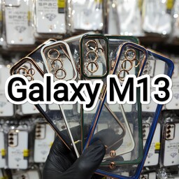 بک کاور  دور طلای پشت شفاف. دور رنگی  مناسب برای گوشی موبایل گوشی گلکسی M13 سامسونگ Samsung Galaxy M13 m13 ام 13