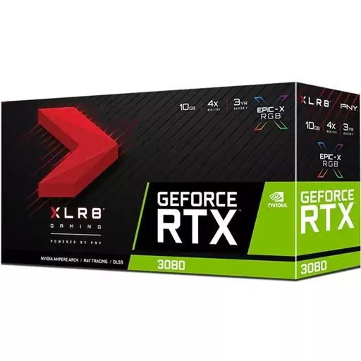 کارت گرافیک 3080 PNY ایکسلرایت اپیک ار جی بی graphic card PNY GeForce RTX 3080 10GB XLR8 Gaming  stock 10GB  بدون گارانت