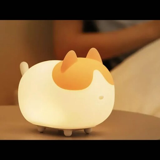 چراغ خواب فانتزی شارژی رومیزی Cute cat silicone pat lamp induction dimming M21