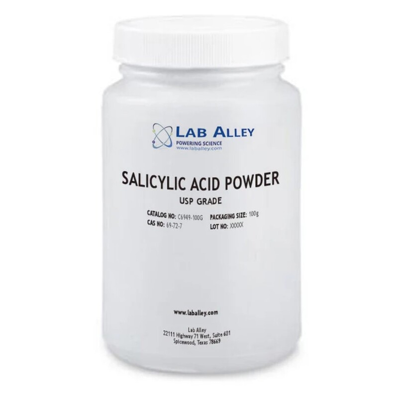 اسید سالیسیلیک99.5درصد ویژه آرایشی بهداشتی  با برگ آنالیز و سرتیفیکت بسته 100 گرمی