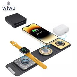شارژر بی سیم مگنتی تاشو رومیزی 15 وات آیفون، ایرپاد و اپل واچ ویوو Wi-W001