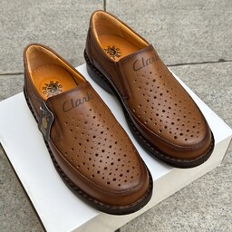 کفش تابستانی مردانه چرم طبیعی کد 00220 رنگ عسلی