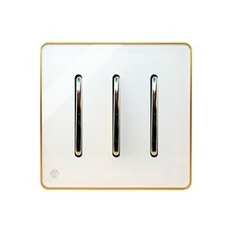 کلید پریز  آسیا الکتریک کلید سه پل مدل یاقوت سفید طلایی
