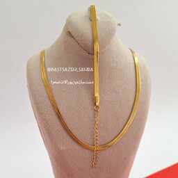 ست دستبند و گردنبند ماری استیل طلایی رنگ ثابت گردنبند زنجیر ماری 4 میلی متر دستبند ماری 4 میلی متر 
