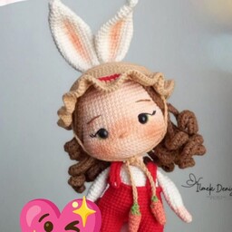 عروسک بافتنی طرح دختر کلاه خرگوشی ارسال رایگان به سراسر کشور 